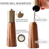 Salt and Pepper Grinder Set with Wooden Base Stainless Steel Manual Salt and Pepper Mills Adjustable Coarseness for Kitchen BBQ Picnic.golden