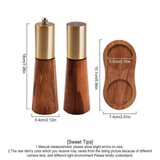 Salt and Pepper Grinder Set with Wooden Base Stainless Steel Manual Salt and Pepper Mills Adjustable Coarseness for Kitchen BBQ Picnic.golden