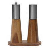 Salt and Pepper Grinder Set with Wooden Base Stainless Steel Manual Salt and Pepper Mills Adjustable Coarseness for Kitchen BBQ Picnic.golden