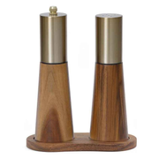 Salt and Pepper Grinder Set with Wooden Base Stainless Steel Manual Salt and Pepper Mills Adjustable Coarseness for Kitchen BBQ Picnic.(silver)