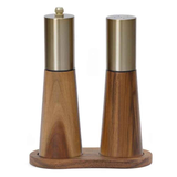Salt and Pepper Grinder Set with Wooden Base Stainless Steel Manual Salt and Pepper Mills Adjustable Coarseness for Kitchen BBQ Picnic.(silver)