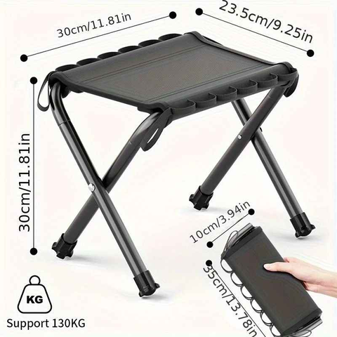 Folding Camping Stool with Hook 660g Lightweight Oxford Cloth Collapsible Seat for Fishing Picnic Hiking & Waiting(black)