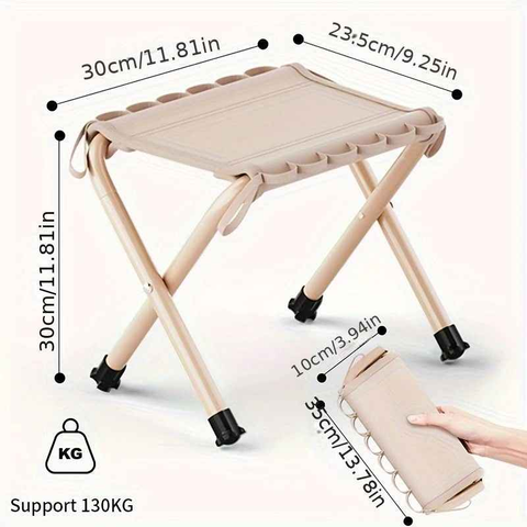 Folding Camping Stool with Hook 660g Lightweight Oxford Cloth Collapsible Seat for Fishing Picnic Hiking & Waiting(khaki)