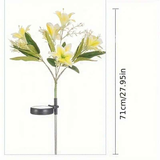 Seven Branch Solar Lily Light: Charges during the day, glows at night. Seven lilies bloom together, soft light flows like water through your garden./YELLOW