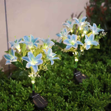 Seven Branch Solar Lily Light: Charges during the day, glows at night. Seven lilies bloom together, soft light flows like water through your garden./Light blue In Australia - Darrahopens