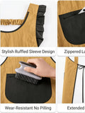 Fashion Waterproof Apron with Ruffled Sleeves, Zippered Large Pocket & Back Tie, Waterproof & Breathable Non-Stuffy, Perfect for Kitchen Baking & Home Use./YELLOW
