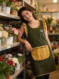 Fashion Waterproof Apron with Ruffled Sleeves, Zippered Large Pocket & Back Tie, Waterproof & Breathable Non-Stuffy, Perfect for Kitchen Baking & Home Use./YELLOW