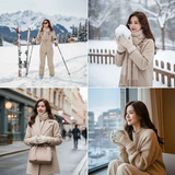 Women's Winter Thick Warm Gloves｜Windproof, Anti-Slip, Touchscreen, Suitable for Skiing, Cycling, and Electric Scooters(BLACK)