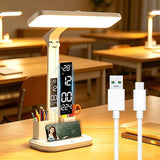 Multifunctional Smart Eye Protection Desk Lamp, integrating lighting, digital display, and storage in one, with multi-angle adjustment, eye-friendly and practical./USB plug-in-dimmable color matching