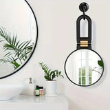 Double-sided Folding Makeup Mirror – 1X/50X Dual Magnification, 360° Rotatable and Foldable for Portability, Three Uses: Handheld, Desktop, Wall-mounted(black)
