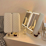 Smart Touch LED Vanity Mirror - 3 Color Dimmable Lights, 270° Adjustable, Rechargeable Desktop Makeup Mirror(pink)