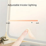 Smart Touch LED Vanity Mirror - 3 Color Dimmable Lights, 270° Adjustable, Rechargeable Desktop Makeup Mirror(pink)
