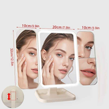 Smart Touch LED Vanity Mirror - 3 Color Dimmable Lights, 270° Adjustable, Rechargeable Desktop Makeup Mirror(white)
