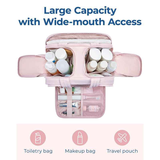 Travel Toiletry & Makeup Bag – Large Capacity Organiser Wash Bag with Compartments(PINK)