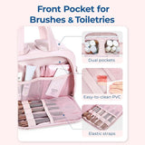 Travel Toiletry & Makeup Bag – Large Capacity Organiser Wash Bag with Compartments(beige)