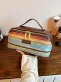 PU Large Capacity, Your Perfect Travel Companion — Stylish & Versatile Three-Dimensional Makeup Bag./Straw white