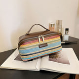 PU Large Capacity, Your Perfect Travel Companion — Stylish & Versatile Three-Dimensional Makeup Bag./Straw white