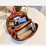 PU Large Capacity, Your Perfect Travel Companion — Stylish & Versatile Three-Dimensional Makeup Bag./Straw khaki In Australia - Darrahopens