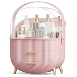 Transparent Flip-top Cosmetic Storage Box: Dustproof, Waterproof, Multi-layer Drawer Organizer, Portable Storage Essential for Desktop and Bathroom.pink