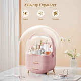 Transparent Flip-top Cosmetic Storage Box: Dustproof, Waterproof, Multi-layer Drawer Organizer, Portable Storage Essential for Desktop and Bathroom.pink