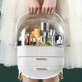 Transparent Flip-top Cosmetic Storage Box: Dustproof, Waterproof, Multi-layer Drawer Organizer, Portable Storage Essential for Desktop and Bathroom.pink