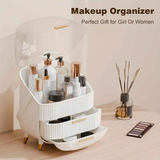 Transparent Flip-top Cosmetic Storage Box: Dustproof, Waterproof, Multi-layer Drawer Organizer, Portable Storage Essential for Desktop and Bathroom.pale green