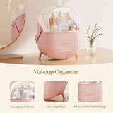 Transparent Flip-top Cosmetic Storage Box: Dustproof, Waterproof, Multi-layer Drawer Organizer, Portable Storage Essential for Desktop and Bathroom.pale green