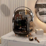 BLACK Luxury Transparent Flip-top Cosmetic Organizer, Large Capacity with Smart Compartments, Dustproof & Silent Drawers, Essential for a Neat Vanity.