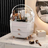 BLACK Luxury Transparent Flip-top Cosmetic Organizer, Large Capacity with Smart Compartments, Dustproof & Silent Drawers, Essential for a Neat Vanity.