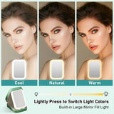 Portable 3-Light LED Makeup Mirror with Organizer – Travel Vanity Case, Rechargeable Touch Control Makeup Box for Home & Travel(green)