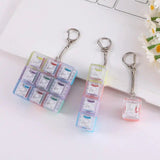 Creative Fingertip Stress Reliever: Keyboard Click Sound Keychain, Colorful Fidget Ring Relaxation Companion（9 key）