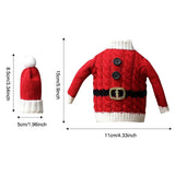 Christmas Knitted Wine Bottle Cover, Santa & Elf Styles, Cute Warm Holiday Decoration Essential./Red belt model