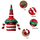 Christmas Knitted Wine Bottle Cover, Santa & Elf Styles, Cute Warm Holiday Decoration Essential./Red belt model