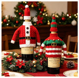 Christmas Knitted Wine Bottle Cover, Santa & Elf Styles, Cute Warm Holiday Decoration Essential./Striped belt style