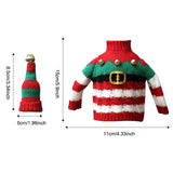 Christmas Knitted Wine Bottle Cover, Santa & Elf Styles, Cute Warm Holiday Decoration Essential./Striped belt style In Australia - Darrahopens