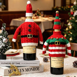 Christmas Knitted Wine Bottle Cover, Santa & Elf Styles, Cute Warm Holiday Decoration Essential./Striped belt style