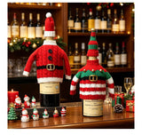 Christmas Knitted Wine Bottle Cover, Santa & Elf Styles, Cute Warm Holiday Decoration Essential./Striped belt style