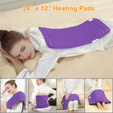 purple This large heating pad (24" x 12") features 6 temperature levels and 4 timer settings, with rapid heating and auto-off functions. It is portable, machine-washable, and suitable for the neck, back, legs, abdomen, and knees—an ideal gift for holidays