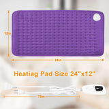 purple This large heating pad (24" x 12") features 6 temperature levels and 4 timer settings, with rapid heating and auto-off functions. It is portable, machine-washable, and suitable for the neck, back, legs, abdomen, and knees—an ideal gift for holidays
