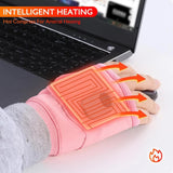 BLACK Professional USB electric heating fingerless gloves, unisex, with LED temperature display, 3-level adjustable heating, and effective cold protection. Suitable for typing, gaming, skiing, and daily wear, this is a practical winter holiday gift.