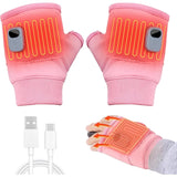BLACK Professional USB electric heating fingerless gloves, unisex, with LED temperature display, 3-level adjustable heating, and effective cold protection. Suitable for typing, gaming, skiing, and daily wear, this is a practical winter holiday gift.