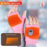 Pink Professional USB electric heating fingerless gloves, unisex, with LED temperature display, 3-level adjustable heating, and effective cold protection. Suitable for typing, gaming, skiing, and daily wear, this is a practical winter holiday gift.