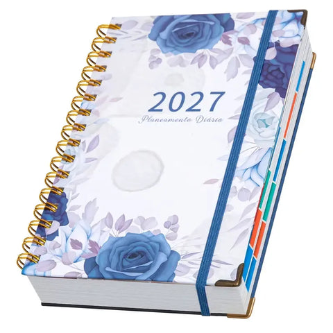 2027 A5 Hardcover Daily Planner | Daily Planning + Self-Discipline Tracking + Time Management – Essential for Boosting Productivity(Blue rose style) In Australia - Darrahopens