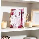 2027 A5 Hardcover Daily Planner | Daily Planning + Self-Discipline Tracking + Time Management – Essential for Boosting Productivity(Blue rose style)
