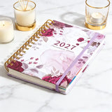 2027 A5 Hardcover Daily Planner | Daily Planning + Self-Discipline Tracking + Time Management – Essential for Boosting Productivity(Blue rose style)