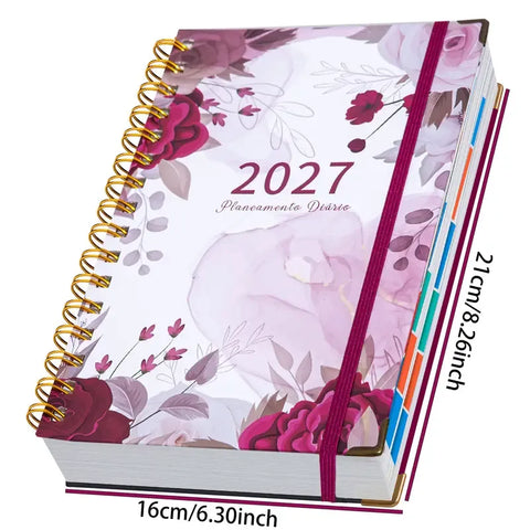 2027 A5 Hardcover Daily Planner | Daily Planning + Self-Discipline Tracking + Time Management – Essential for Boosting Productivity(Wine red rose style) In Australia - Darrahopens