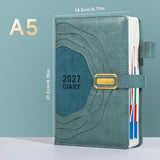 2027 A5 Vintage Annual Planner | Daily Planning + Weekly & Monthly Notes, Academic Style Faux Leather Cover, Efficient Time Management（GREEN) In Australia - Darrahopens