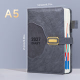 2027 A5 Vintage Annual Planner | Daily Planning + Weekly & Monthly Notes, Academic Style Faux Leather Cover, Efficient Time Management(BLUE)