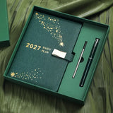 2027 Hardcover Daily Planner: Textured Faux Leather Cover, Smooth Eye-Friendly Thick Paper, Gift Box Set for Work or Gifting.GREY