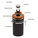 1500ml 304 Stainless Steel Coffee Canister Airtight Coffee Bean Storage Jar with Wood Grain Lid and Scoop